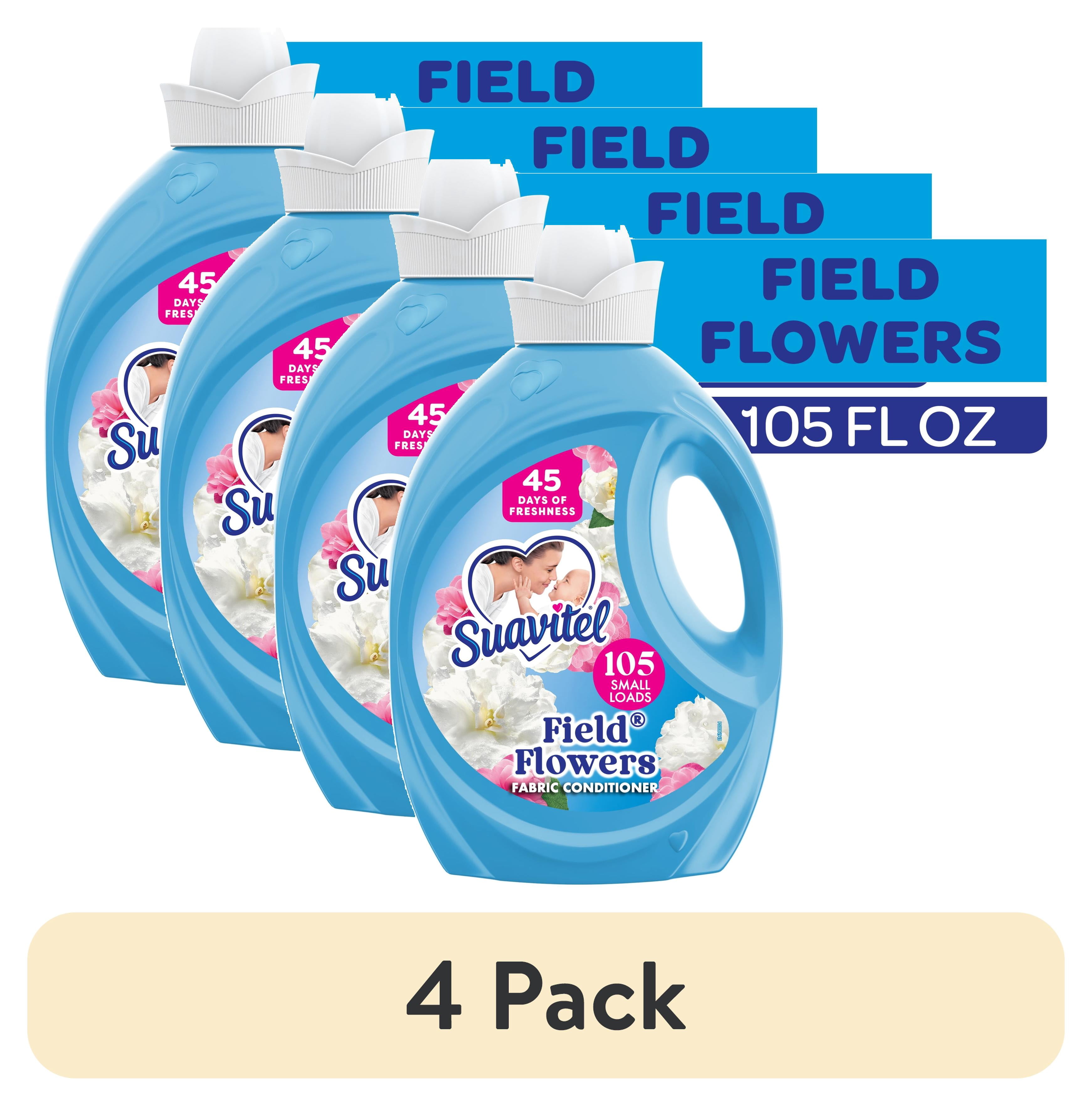 (4 pack) Suavitel Fabric Conditioner, Liquid Fabric Softener, 45 Days of Freshness, Field Flowers Scent, 105 fl oz