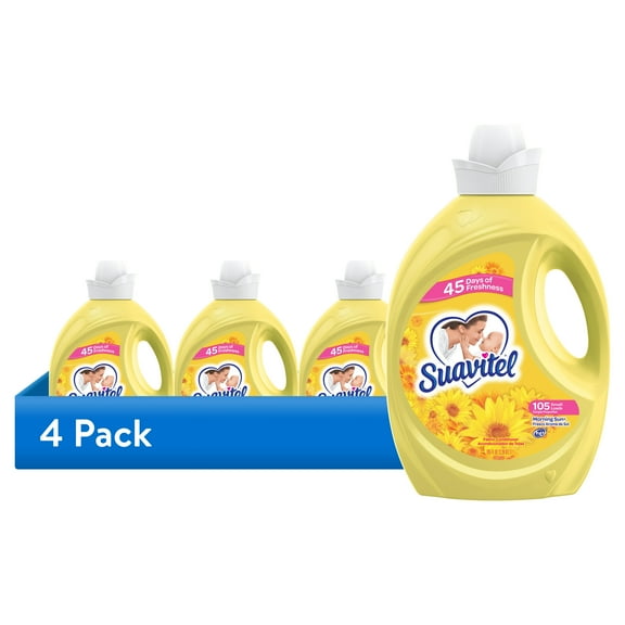 (4 pack) Suavitel Fabric Conditioner, Liquid Fabric Softener, 45 Days of Freshness, Morning Sun Scent, 105 fl oz