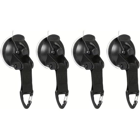 4 pack Suction Cups Hooks Heavy Duty Camper Accessories Car Camping Essentials Tie Down Suction Cup with Securing Hook Strong Power for Car Awning Boat SUV Tent Window Glas
