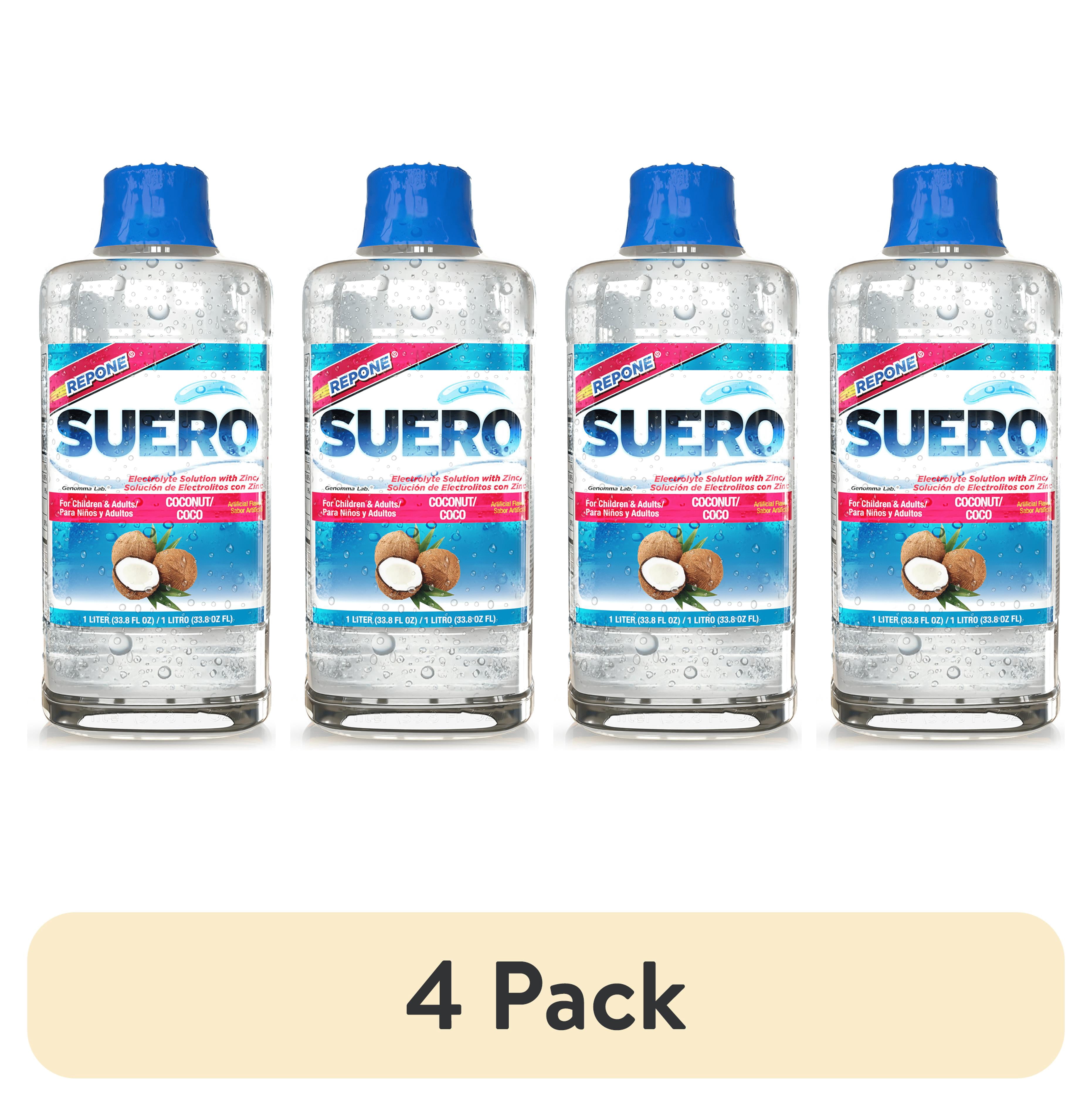 (4 pack) Suero Repone Coconut Electrolyte Drink, 1 Liter, For Children & Adults
