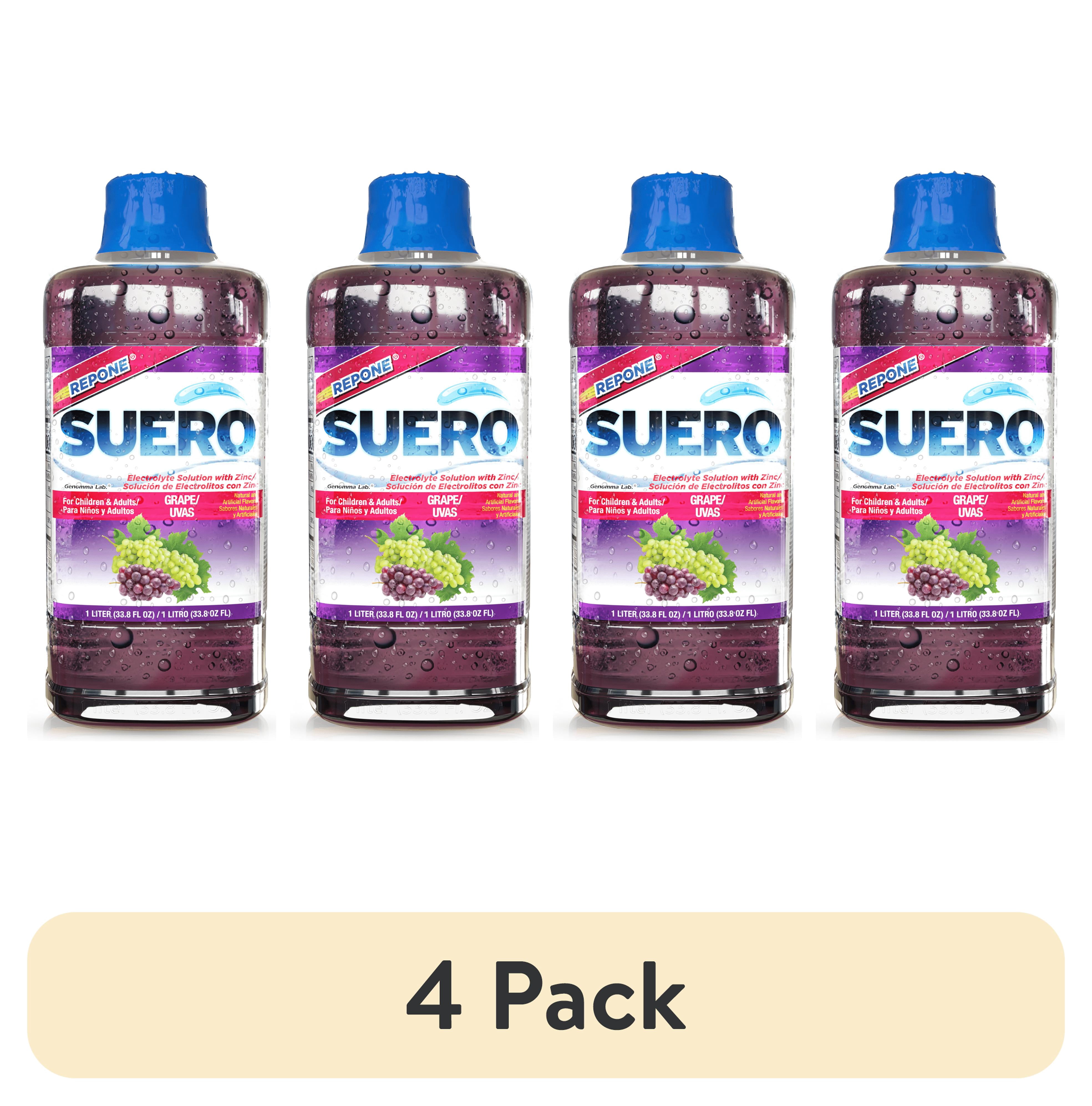 (4 pack) Suero Repone Electrolyte Drink, Grape, 1 Liter