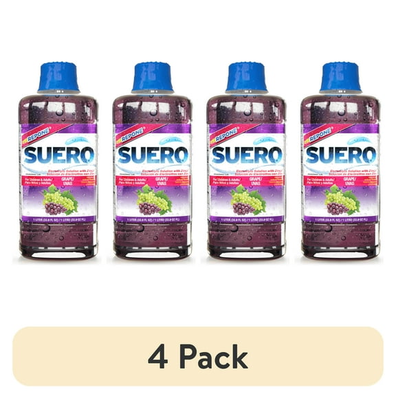 (4 pack) Suero Repone Electrolyte Drink, Grape, 1 Liter