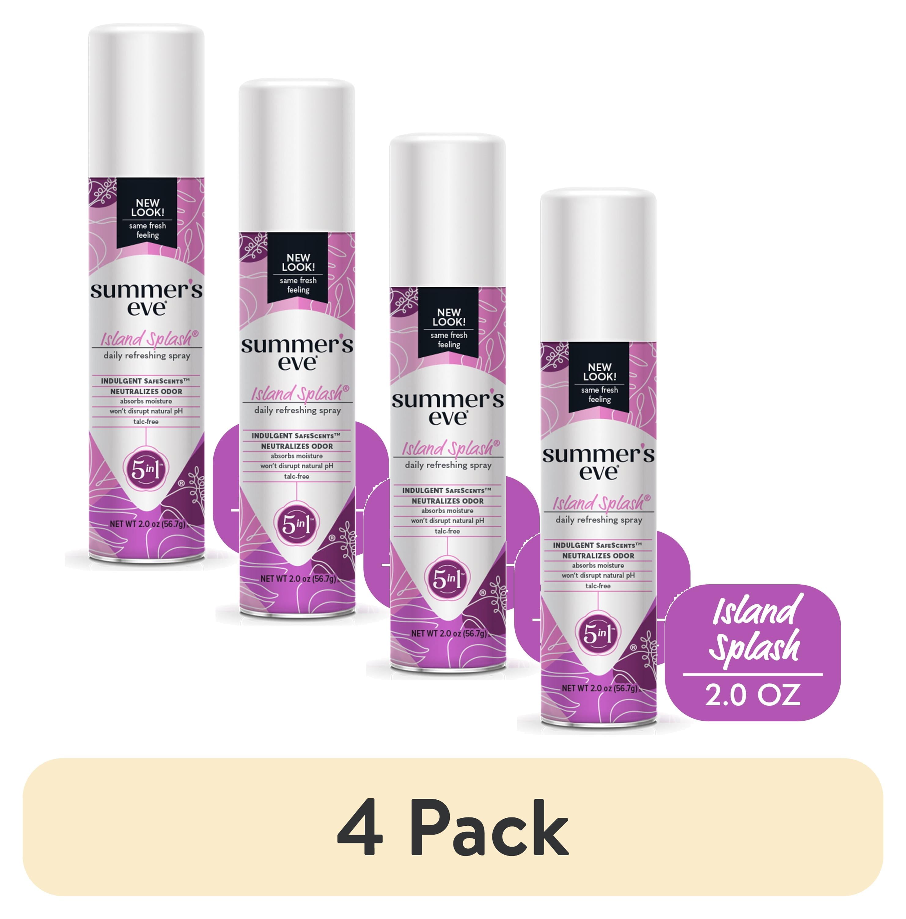 (4 pack) Summer's Eve Island Splash Daily Refreshing Feminine Spray, pH Balanced, 2 oz