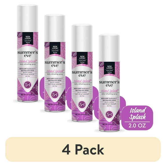 (4 pack) Summer's Eve Island Splash Daily Refreshing Feminine Spray, pH Balanced, 2 oz