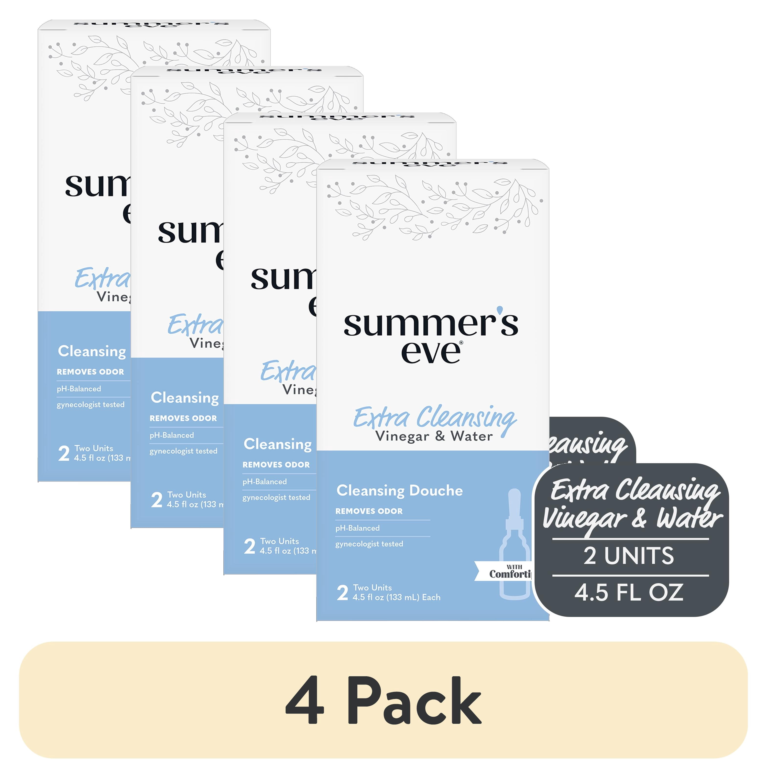 (4 pack) Summer's Eve Vaginal Douche, Extra Cleansing Vinegar & Water, 2 Units, 4.5 oz Each