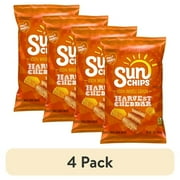 (4 pack) Sun Chips 100% Whole Grain Harvest Cheddar Flavored Multigrain Snacks, 7 Oz.