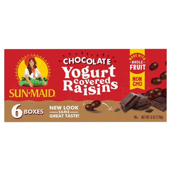 (4 pack) Sun-Maid® Chocolate Yogurt Covered Raisins 6-Pack/1oz Cartons