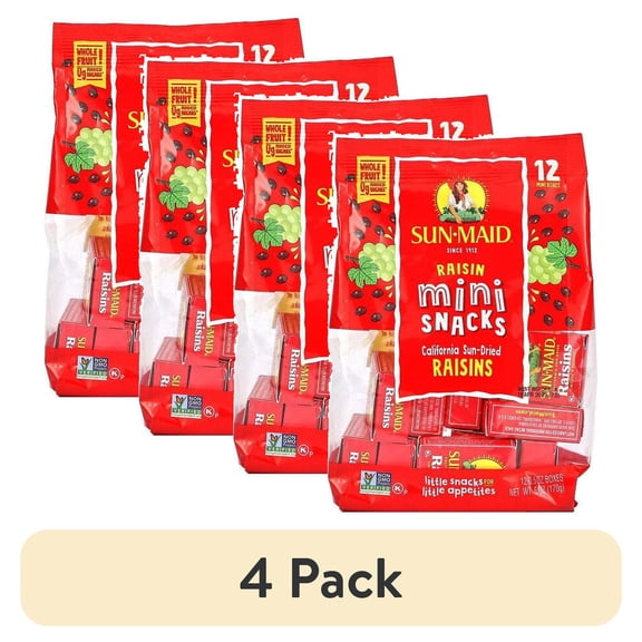 (4 pack) Sun-Maid, Raisin Mini Snacks, 12 Boxes, 0.5 oz