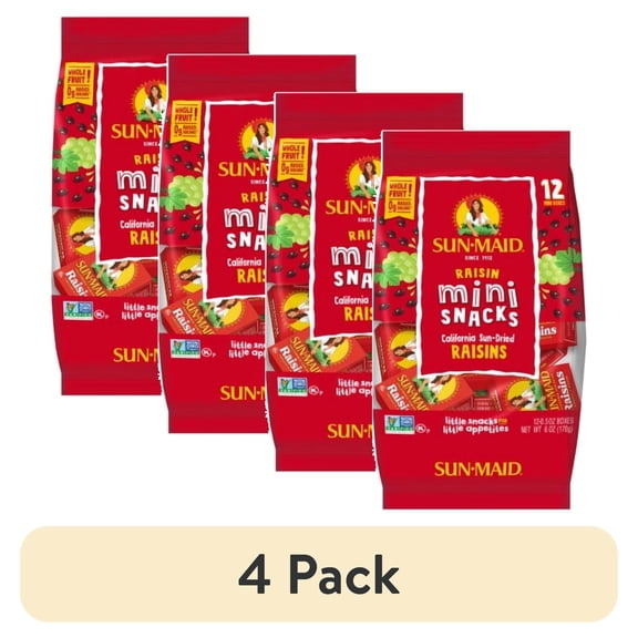 (4 pack) Sun-Maid Raisins Mini Snacks 12 ct / 0.5 oz
