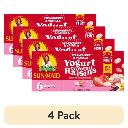 (4 pack) Sun-Maid® Strawberry & Vanilla Yogurt Covered Raisins 6-Pack/1oz Cartons