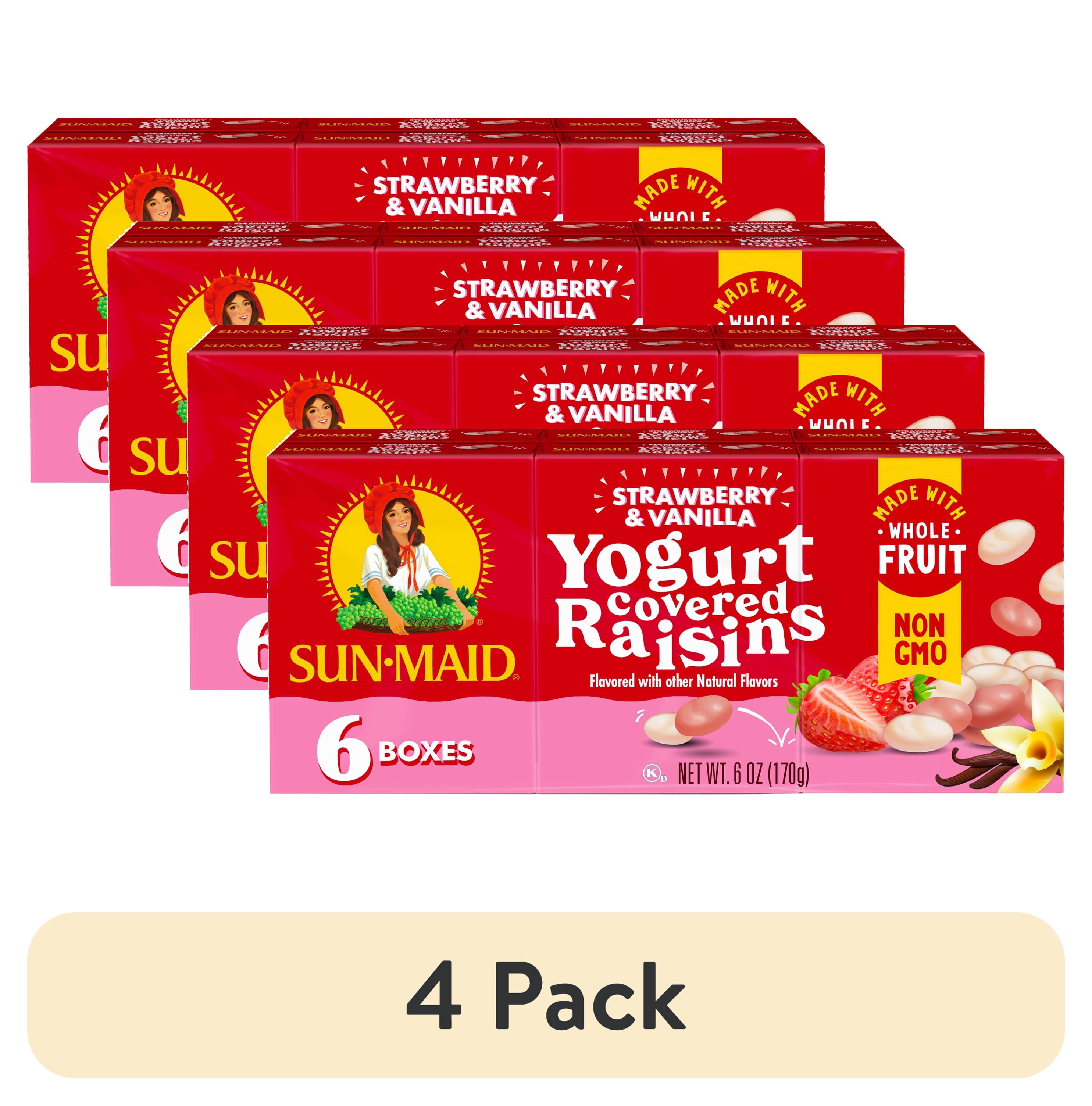 (4 pack) Sun-Maid Strawberry and Vanilla Yogurt Covered Raisins, 1 oz, 6 Count