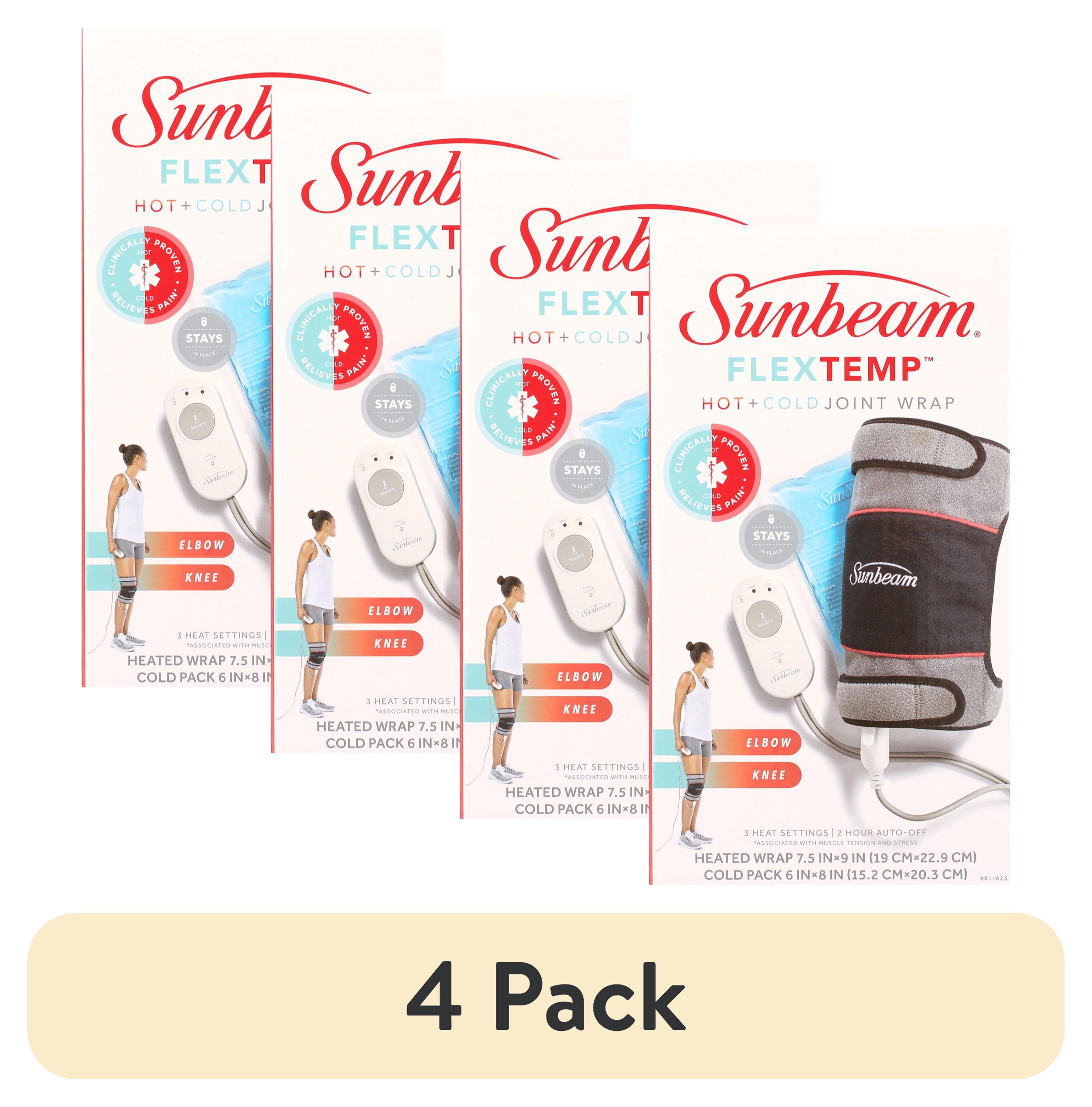 (4 pack) Sunbeam FlexTemp Hot and Cold Joint Wrap for Elbow and Knee Pain Relief