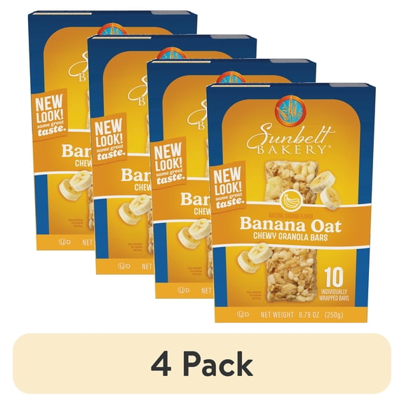 (4 pack) Chewy Granola Bars, Sunbelt Bakery Family Pack Banana Oat