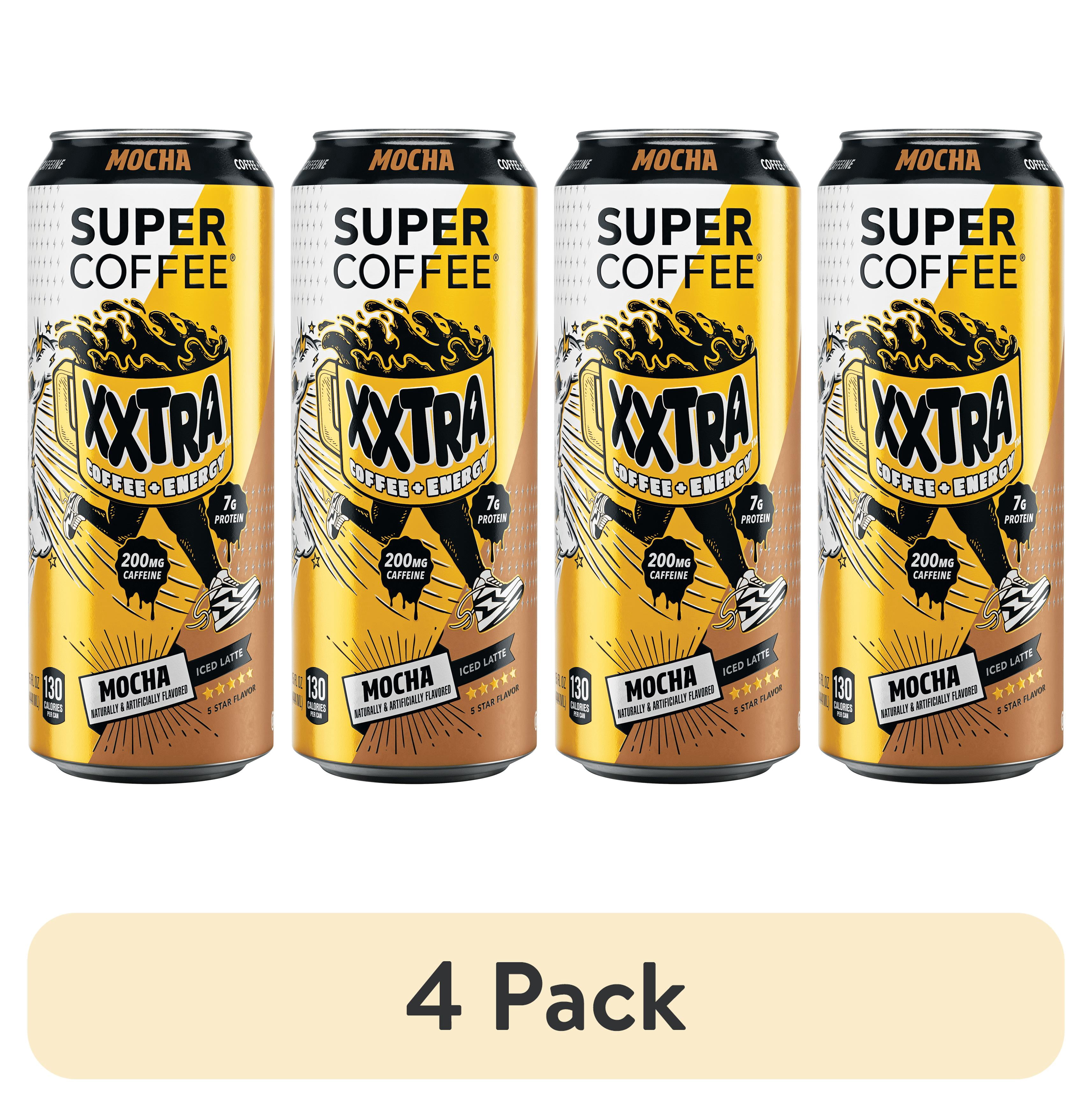 (4 pack) Super Coffee XXTRA Mocha Iced Coffee Bottle, 15 fl oz