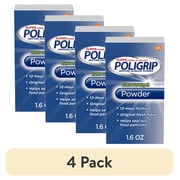4 pack Poligrip Extra Strength Denture and Partials Adhesive Powder, 1.6 Oz, for Adults