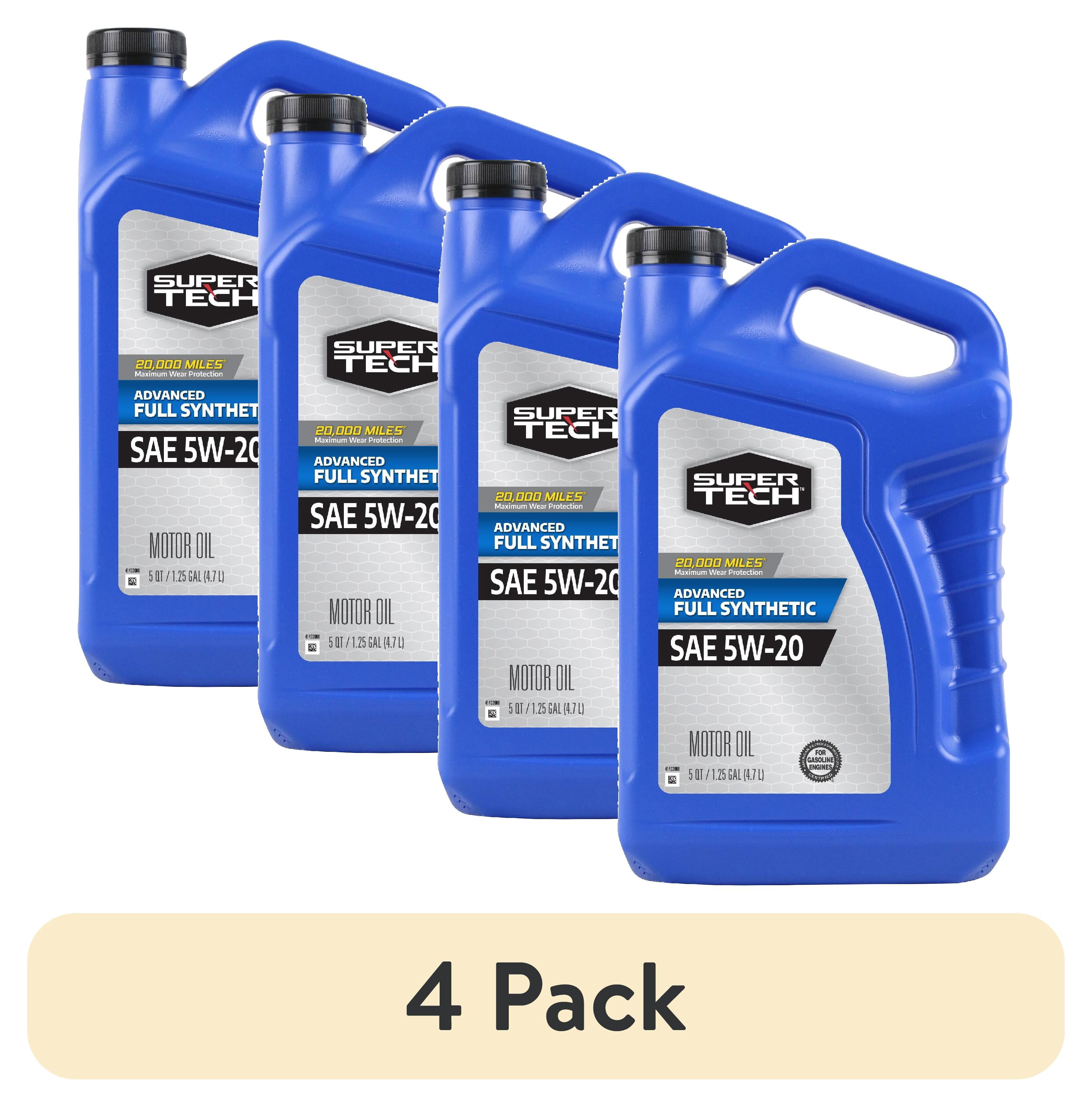 (4 pack) Super Tech Advanced Full Synthetic Motor Oil SAE 5W-20, 5 Quarts