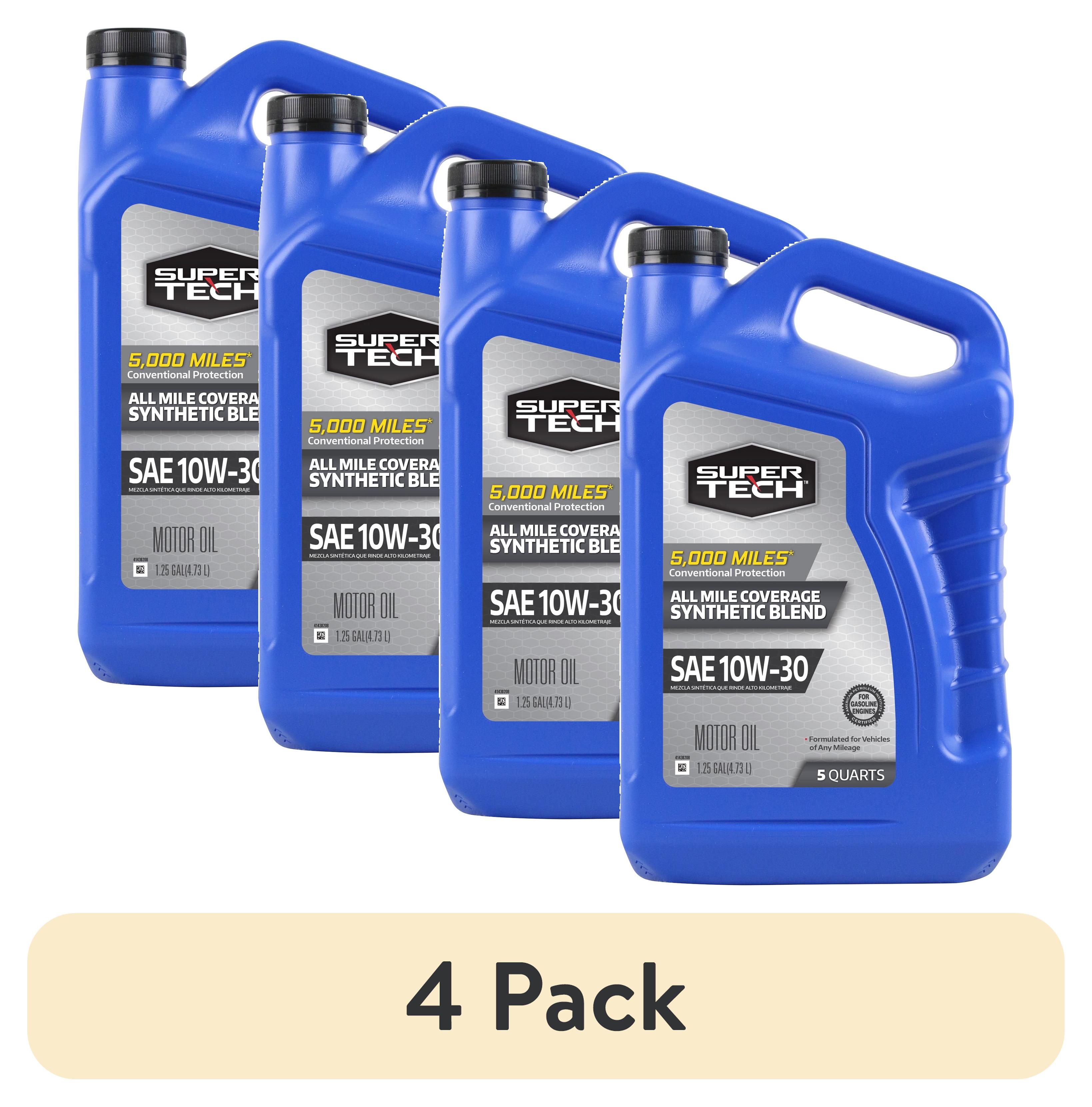 4 pack) Super Tech All Mileage Synthetic Blend Motor Oil SAE 10W