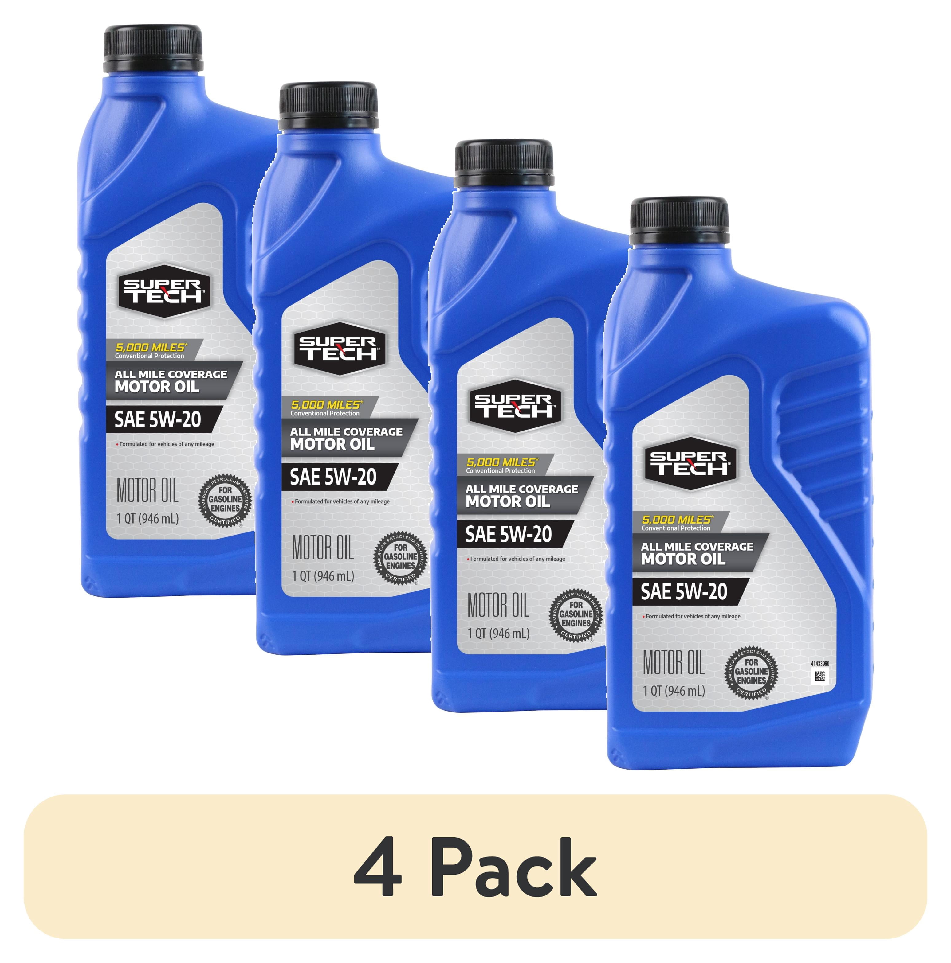(4 pack) Super Tech All Mileage Synthetic Blend Motor Oil SAE 5W-20, 1 Quart