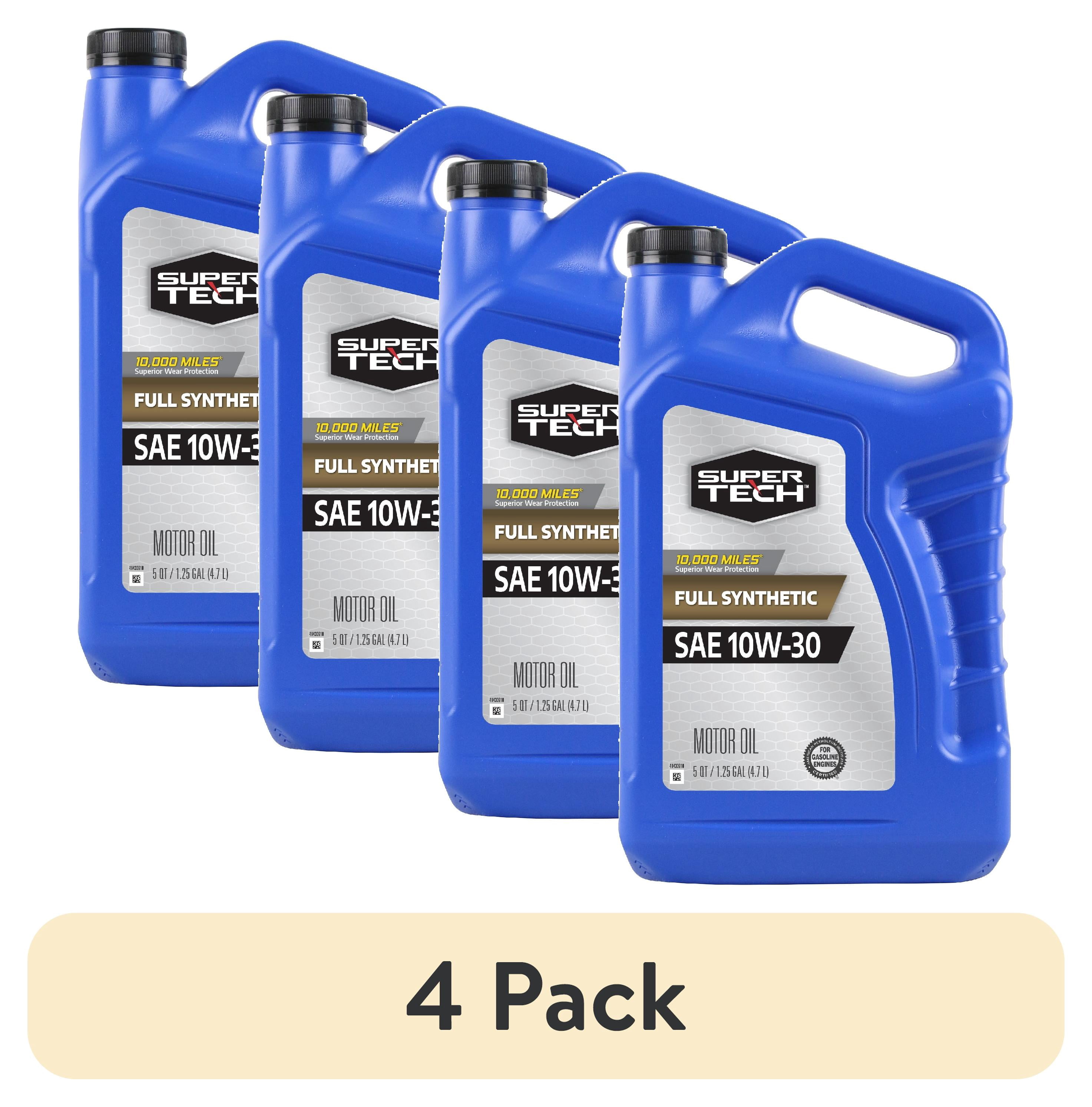 (4 pack) Super Tech Full Synthetic SAE 10W-30 Motor Oil, 5 Quarts