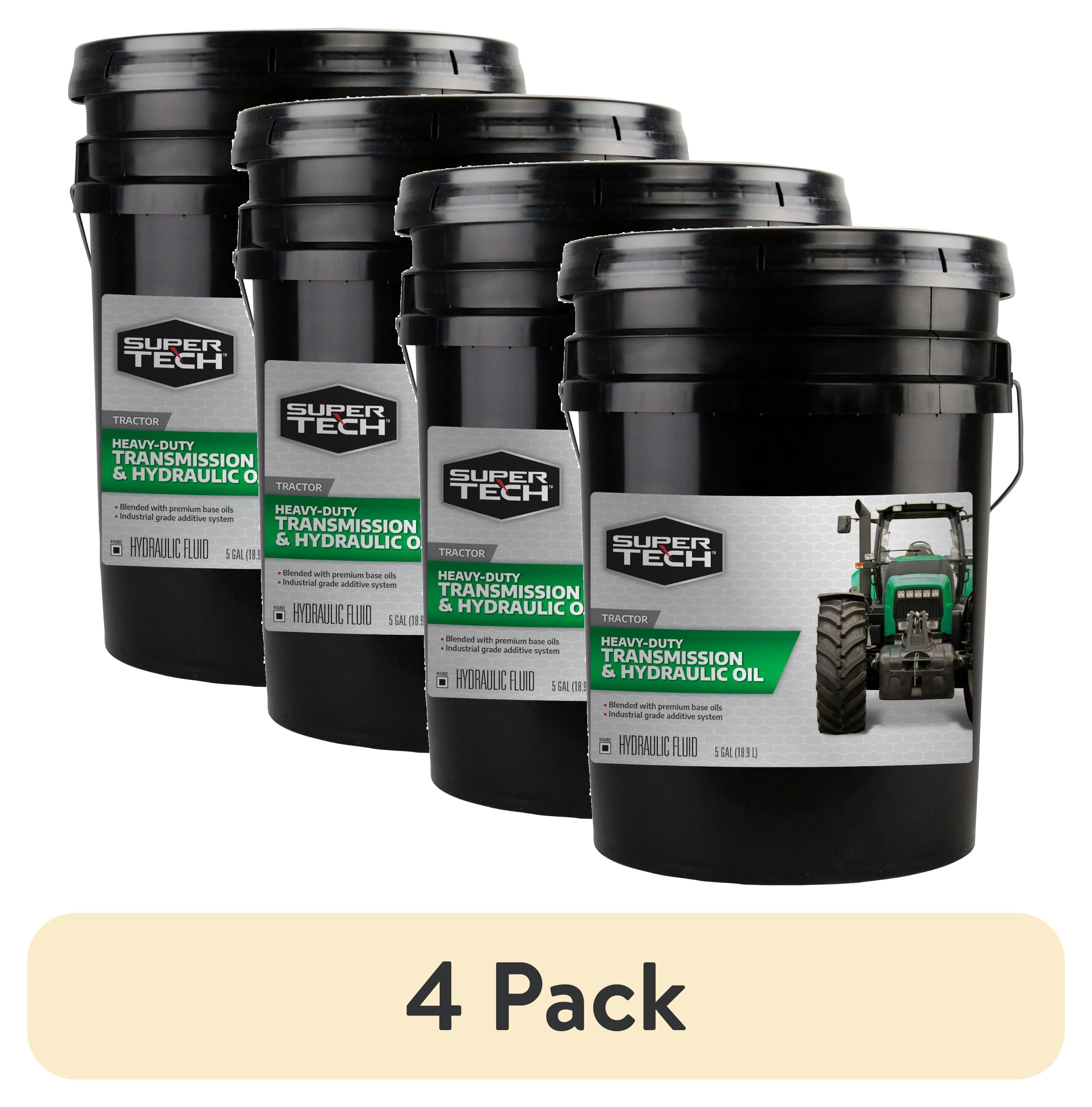 (4 pack) Super Tech Heavy Duty Tractor Hydraulic and Transmission Fluid, 5 Gallons