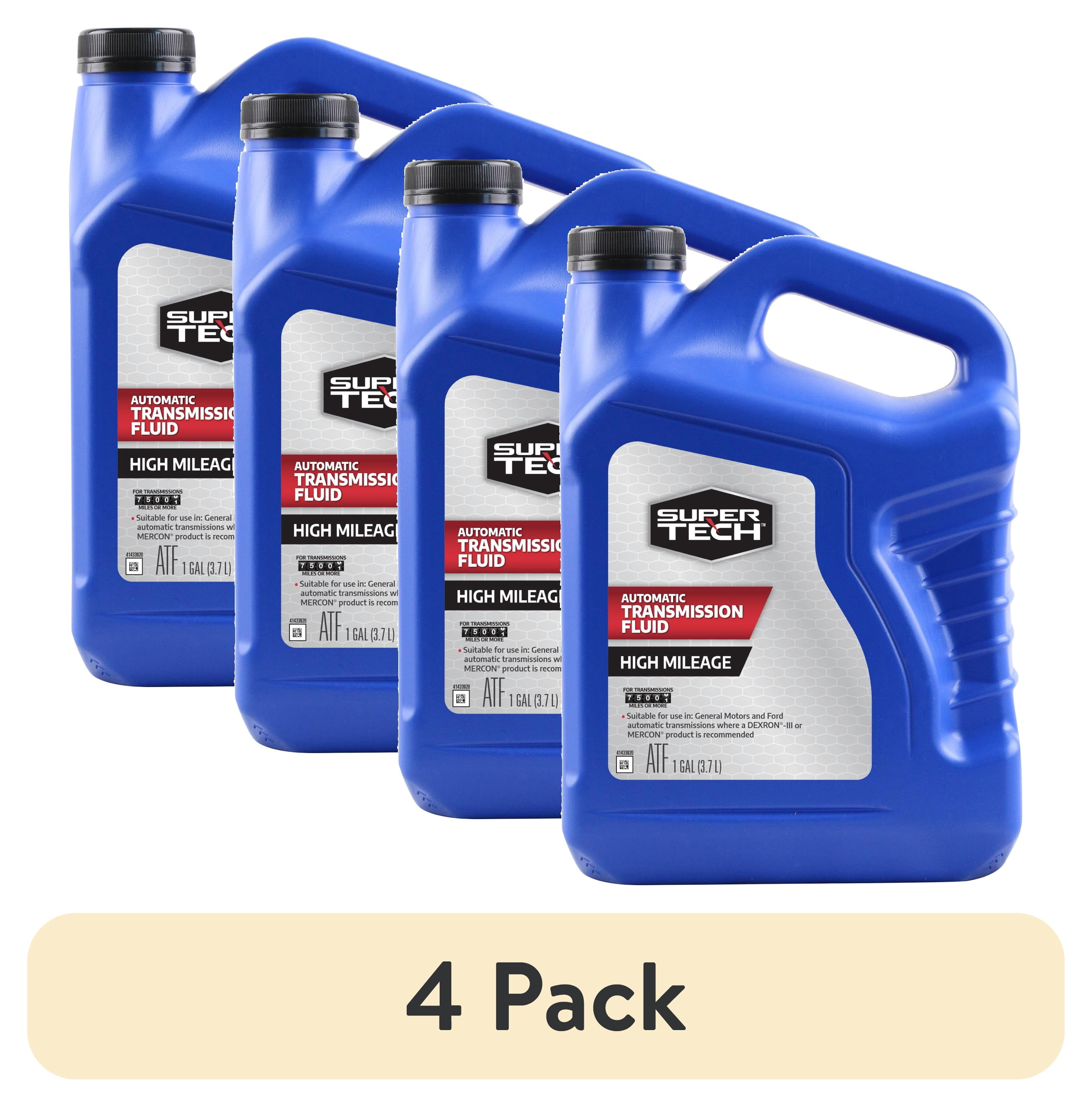 4 pack) Super Tech High Mileage Transmission Fluid for Automatic