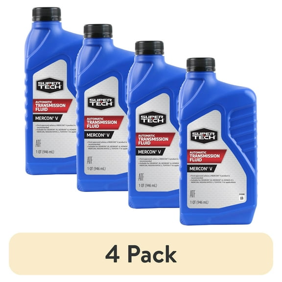 (4 pack) Super Tech MERCON V Automatic Transmission Fluid, 1 Quart