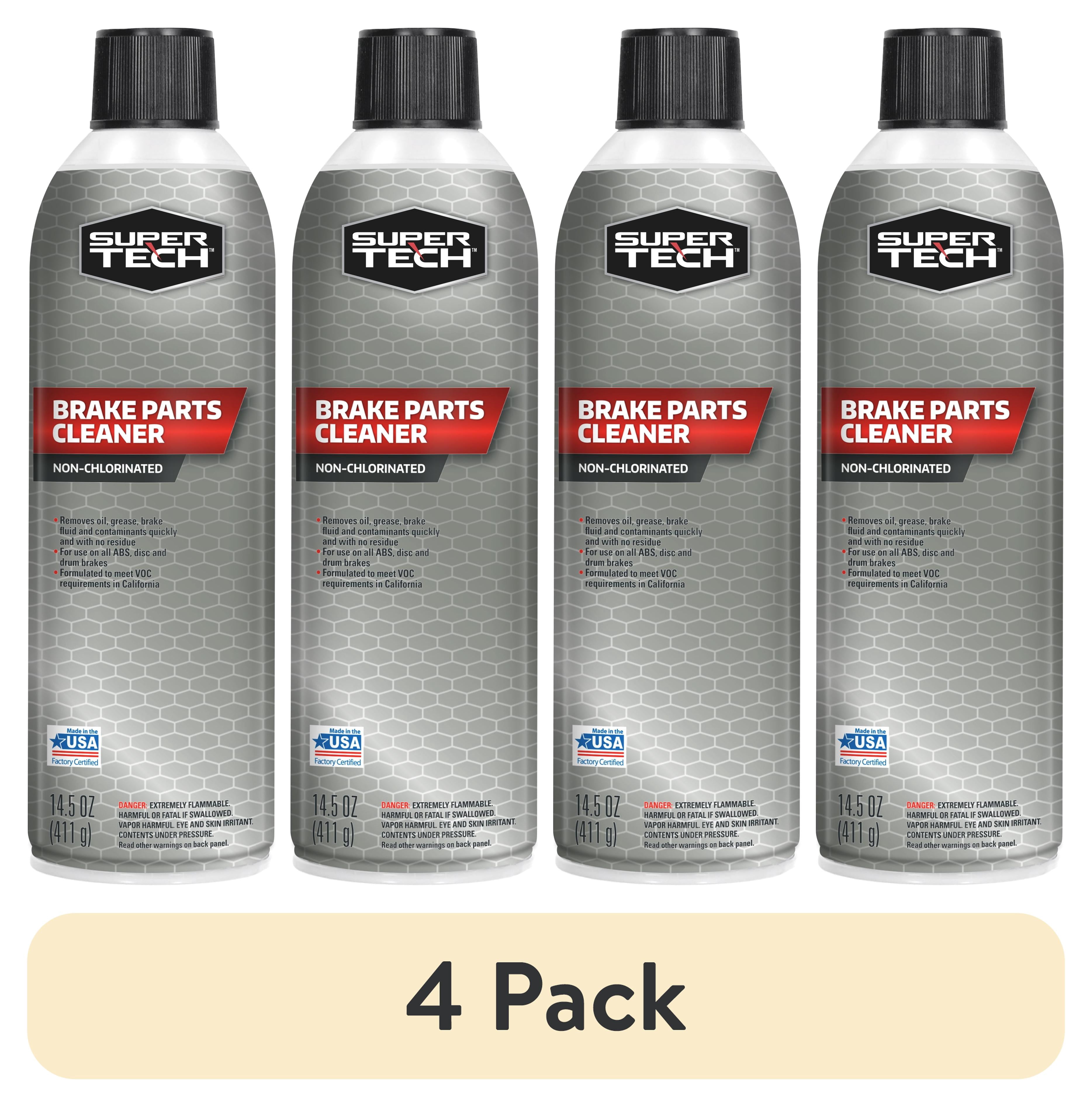 (4 pack) Super Tech Non-Chlorinated Brake Parts Cleaner, 14.5 oz