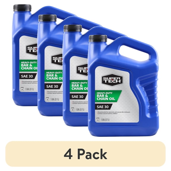 (4 pack) Super Tech SAE 30 Bar and Chain Oil, 1 Gallon Bottle