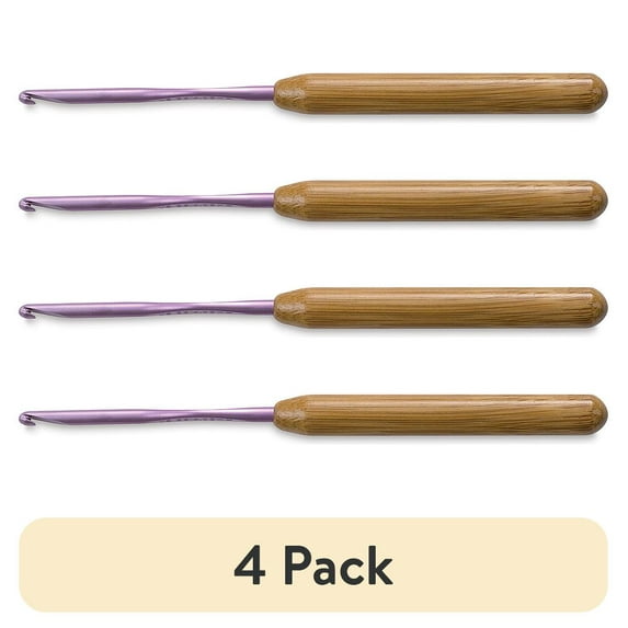 (4 pack) Susan Bates Bamboo Handle/Silvalume Head Crochet Hook 5.5"-Size G6/4mm
