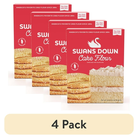 (4 pack) Swans Down Enriched, Bleached Cake Flour, 32 oz