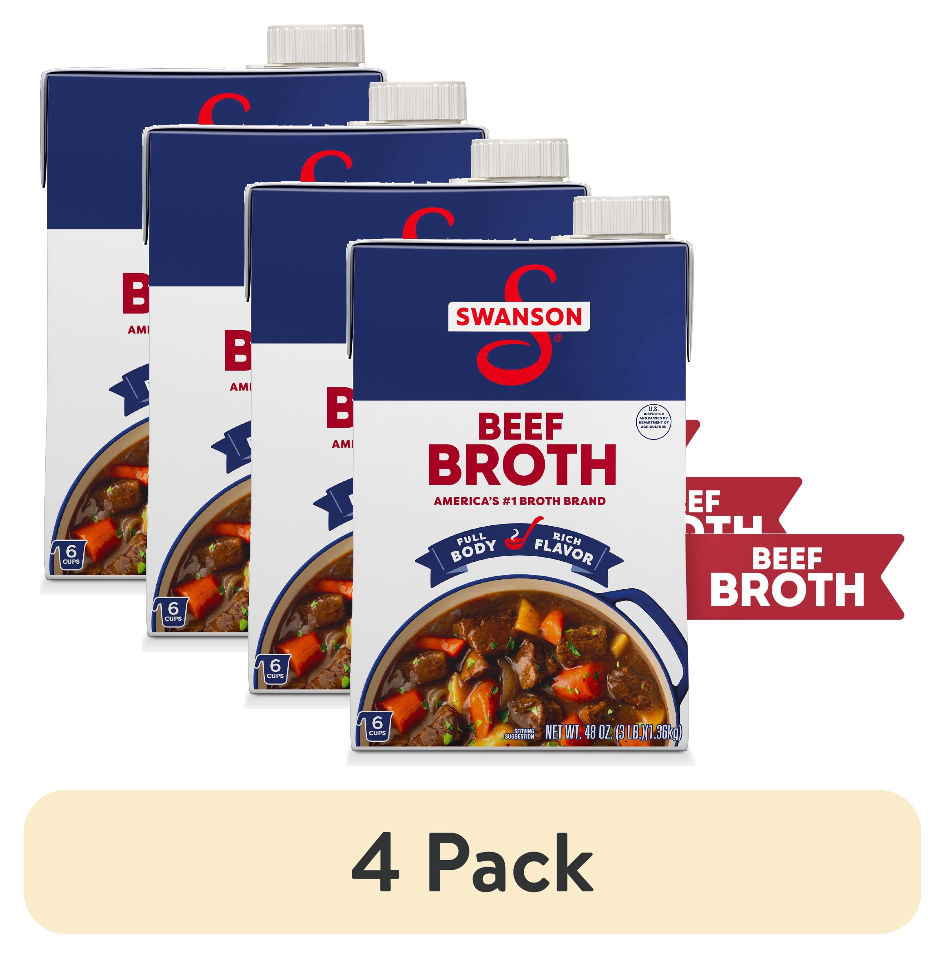 (4 pack) Swanson Beef Broth, 48 oz Carton