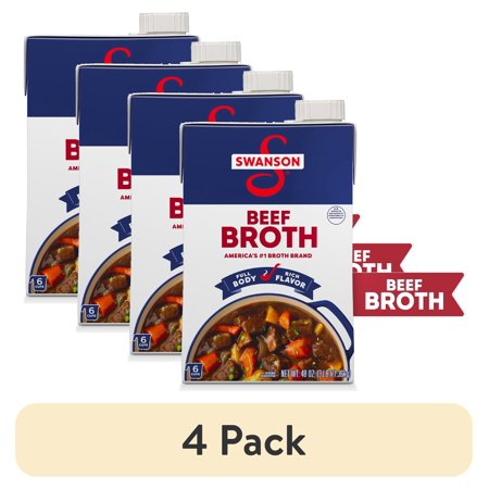 (4 pack) Swanson Beef Broth, 48 oz Carton