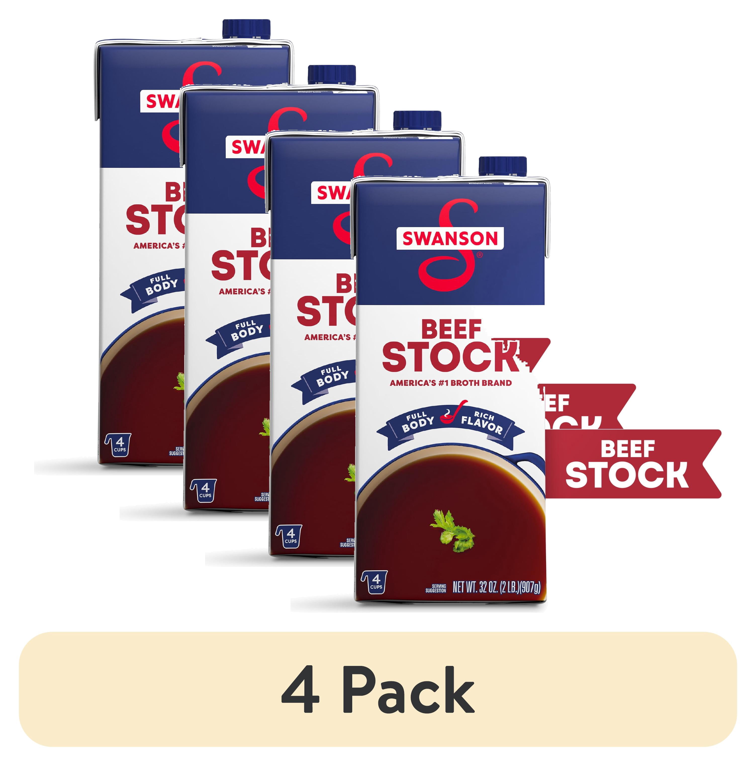 (4 pack) Swanson Beef Stock, 32 oz Carton