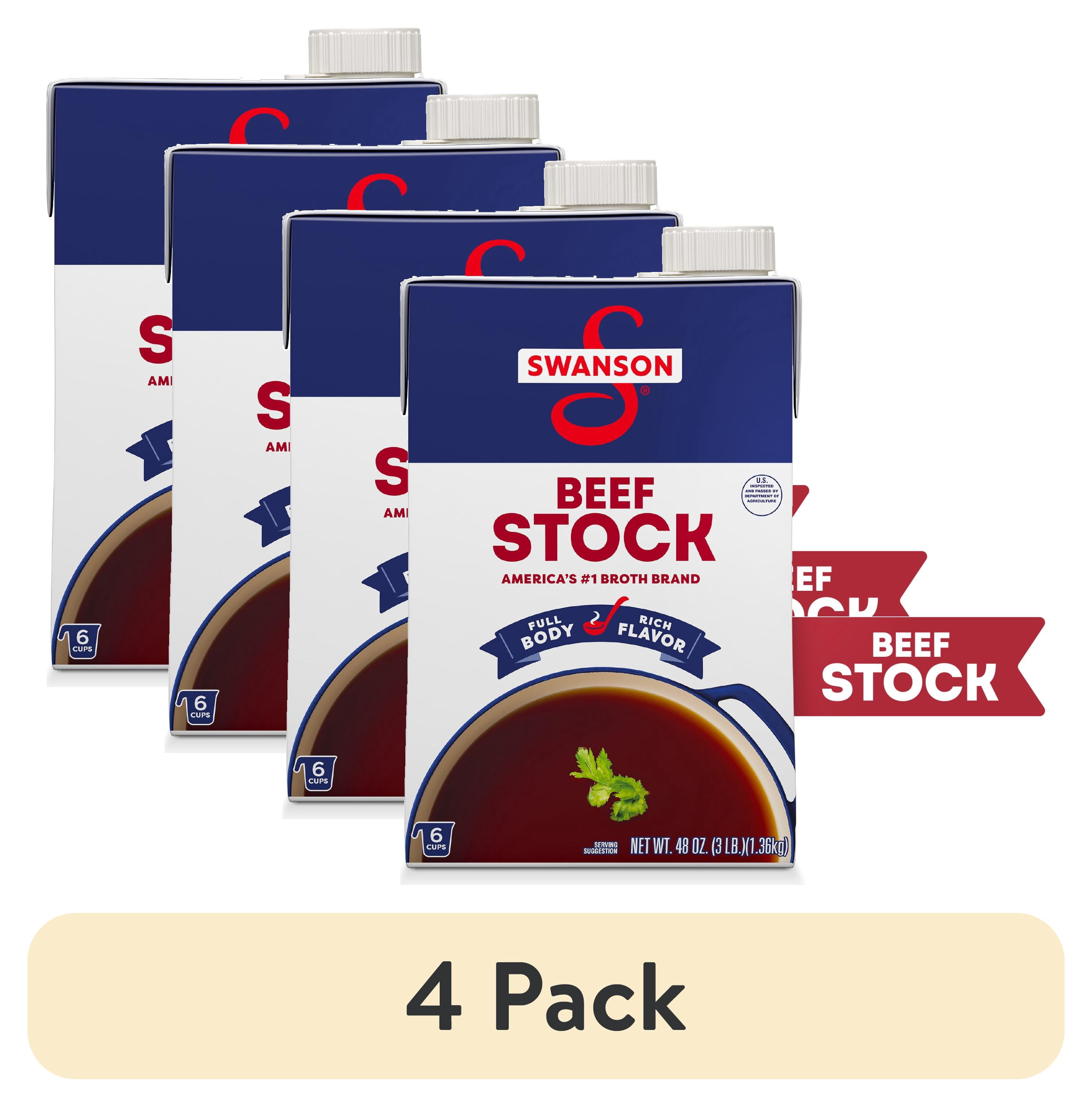 (4 pack) Swanson Beef Stock, 48 oz Carton