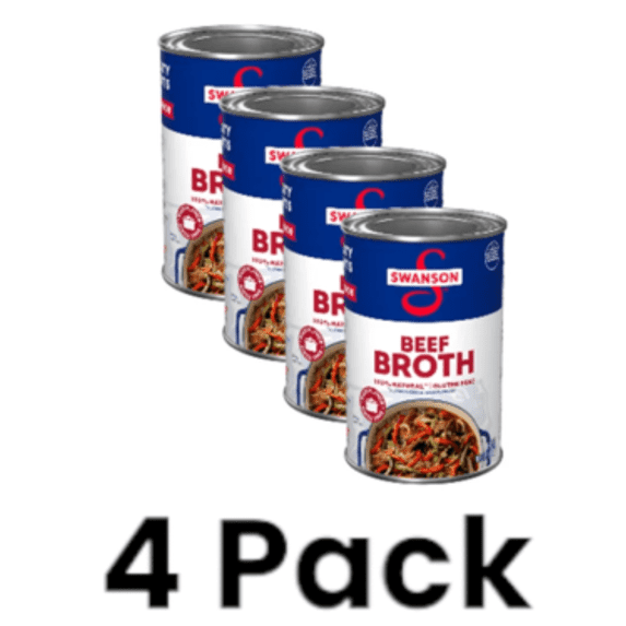 (4 pack) Swanson 100% Natural, Gluten-Free Beef Broth, 14.5 oz Can