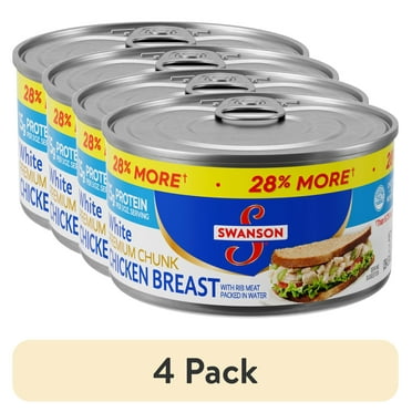 (4 pack) Swanson White Premium Chunk Canned Chicken Breast in Water, 12.5 oz Can