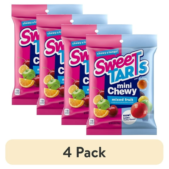 (4 pack) SweeTarts Mini Chewy Candy Bag, Mixed Fruit, 6 oz