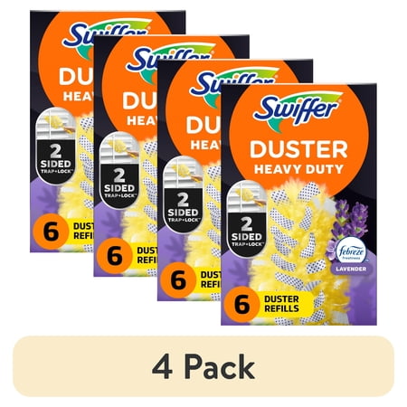 (4 pack) Swiffer Dusters Heavy Duty Duster Refills, Lavender, 6 Count