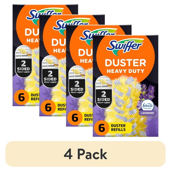 (4 pack) Swiffer Dusters Heavy Duty Duster Refills, Lavender, 6 Count