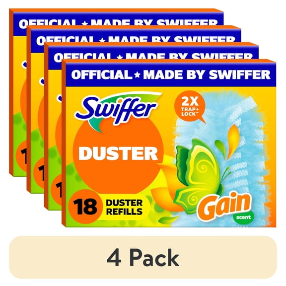 (4 pack) Swiffer Dusters Refill, Feather Duster Alternative, Gain, 18 Count