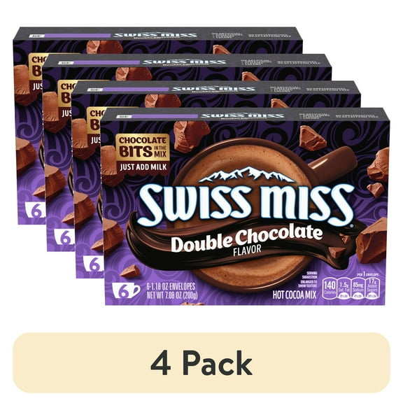 (4 pack) Swiss Miss Double Chocolate Flavor Hot Cocoa Mix, 1.18 oz. 6-Count Envelopes
