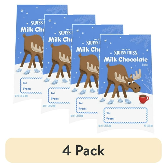 (4 pack) Swiss Miss Hot Cocoa Mix Gift Ornament Milk Chocolate Flavor, 1.38 oz.