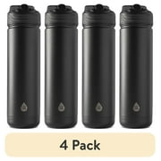 4 pack TAL 26oz Stainless Steel Ranger Water Bottle with Easy Sip Straw, Black