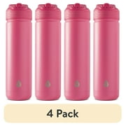 4 pack TAL 26oz Stainless Steel Ranger Water Bottle with Easy Sip Straw, Hot Pink