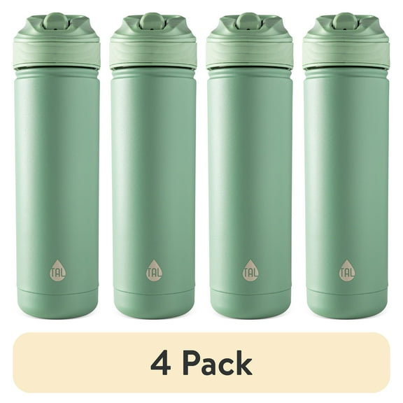 (4 pack) TAL 26oz Stainless Steel Ranger Water Bottle with Easy Sip Straw, Sage