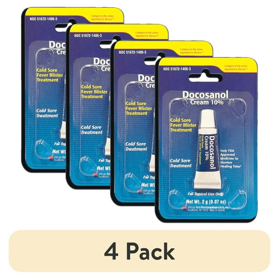 (4 pack) Taro Cold Sore & Fever Blister Treatment - Fast-Acting Docosanol 10% Cream - Cold Sore & Fever Blister Treatment for Lips, Anti-Itch Formula for Effective Relief and Healing - 0.07 oz (1 Tube)