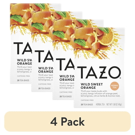 (4 pack) Tazo® Tea Bags, Wild Sweet Orange, 20/Box, 6 Boxes/Carton 30794522200345