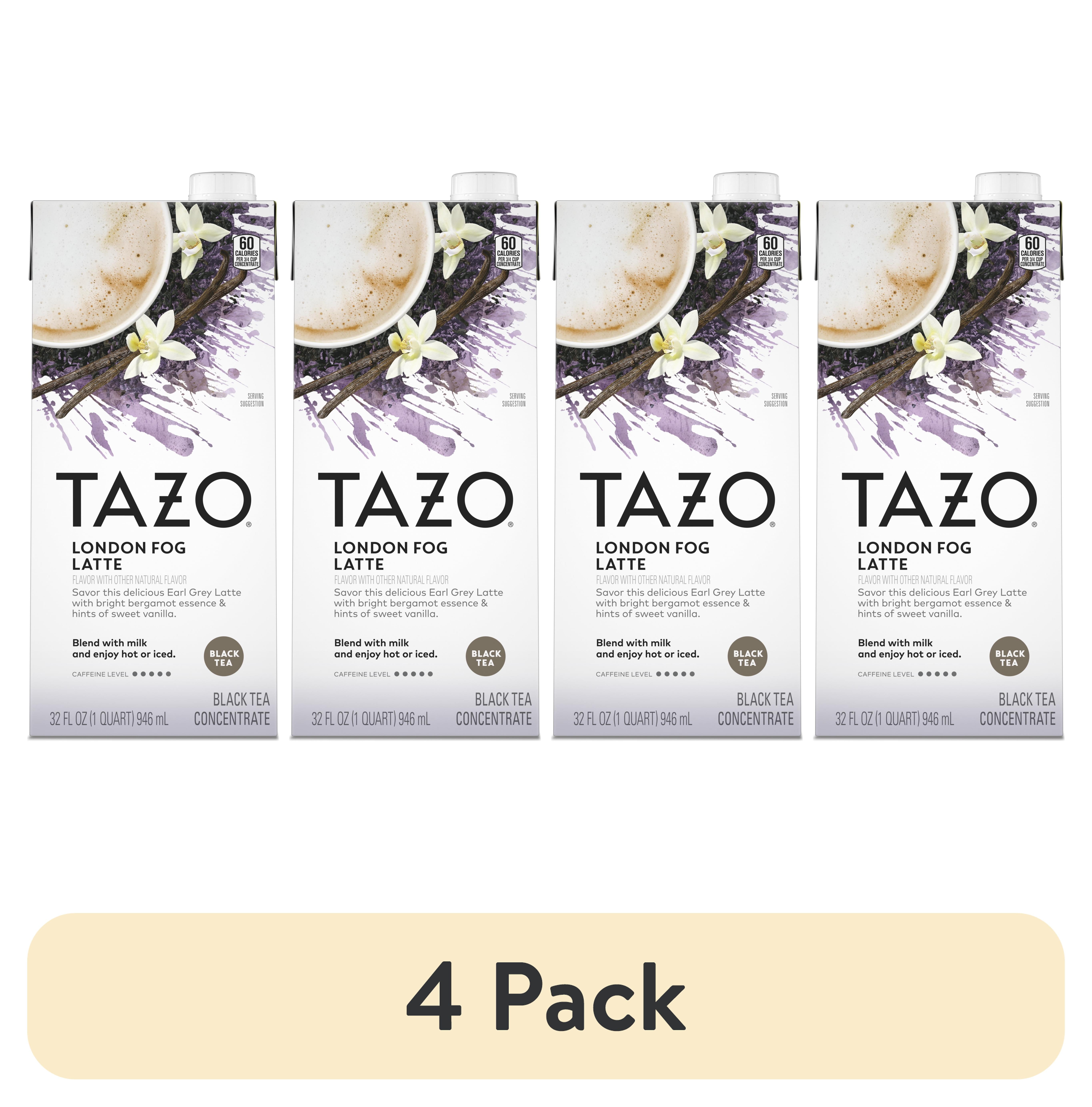 4 pack) TAZO London Fog Latte Tea Concentrate, Caffeinated, 32 oz Carton