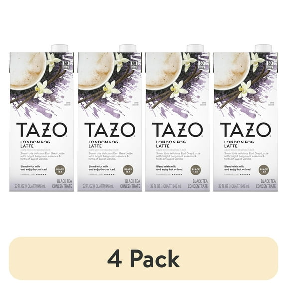 (4 pack) TAZO London Fog Latte Tea Concentrate, Caffeinated, 32 oz Carton