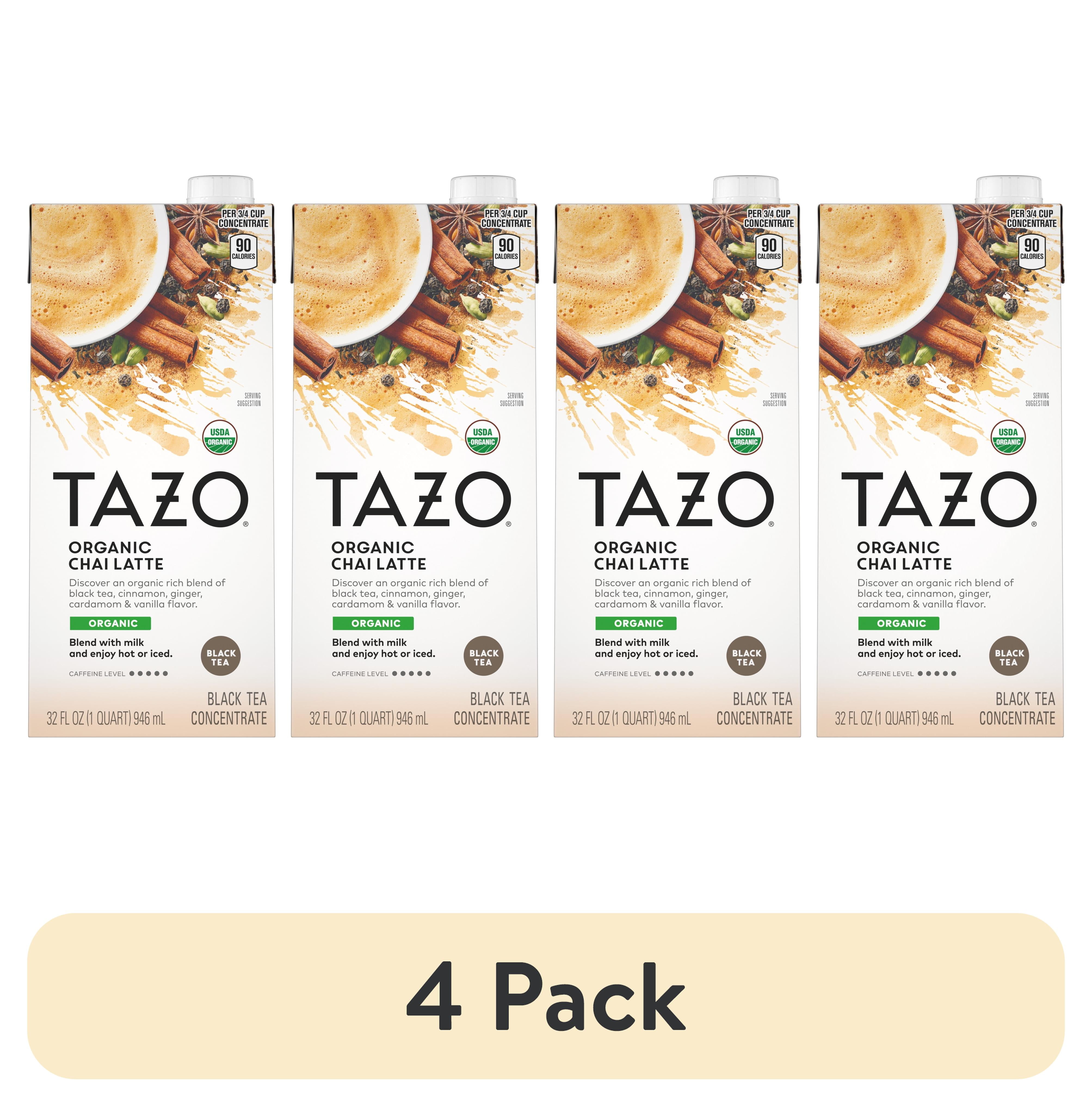 4 pack) TAZO Organic Chai Latte Black Tea Concentrate, Enjoy Hot